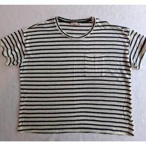 Faherty 100% linen Black and White Striped Short Sleeve Tee